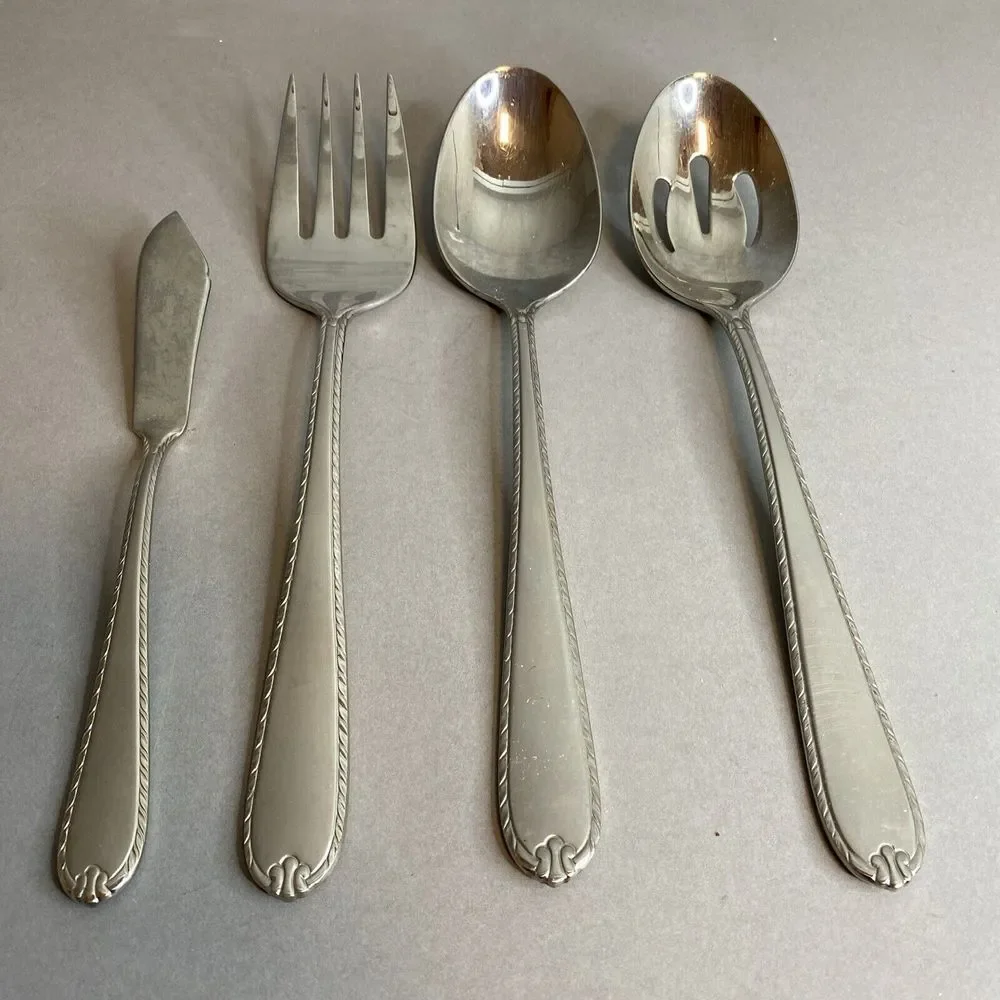 Hampton Rachelle Frost Serving Set - 4 Piece Stainless Flatware 18/10 KOREA
